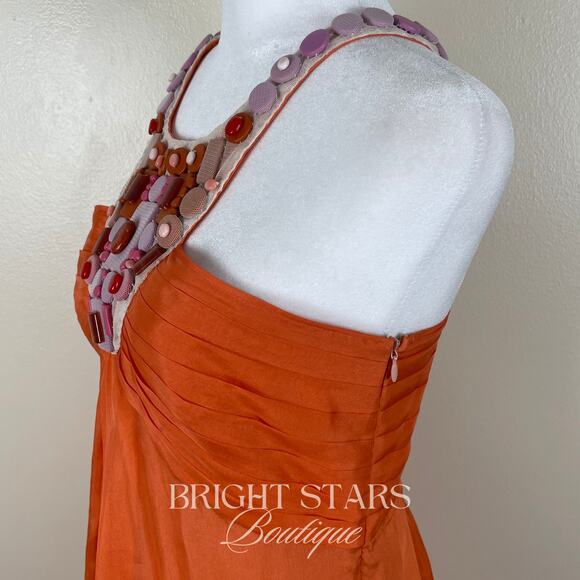Extremely Rare Orange Embellished Silk Dress ASO Gaby Solis Desperate Housewives - Picture 7 of 9